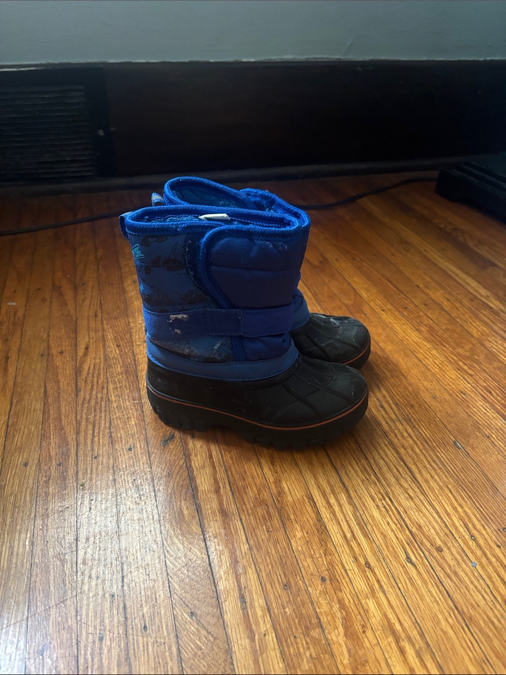 Kids Blue Waterproof Snow Boots with Easy Hook-and-Loop Strap